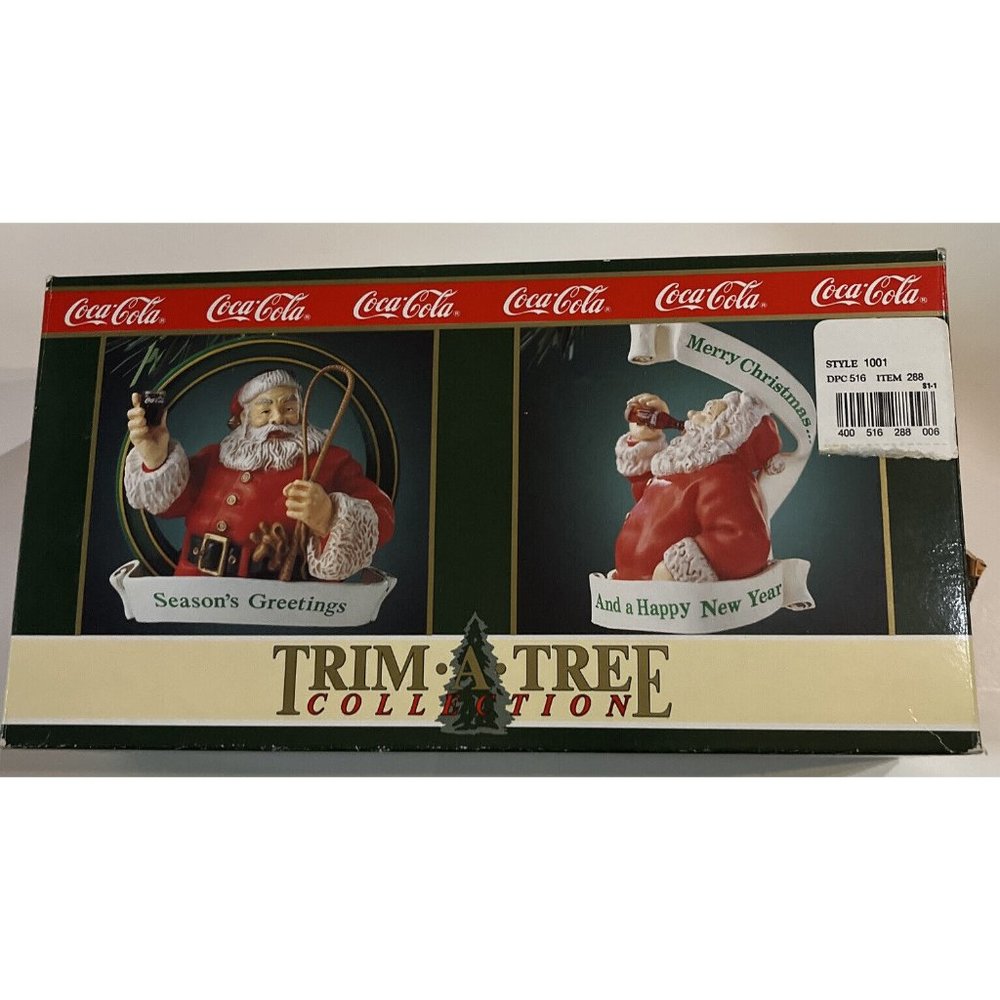 Coca-Cola Trim-A-Tree Collection 2 Santa Christmas‎ Ornament Vintage